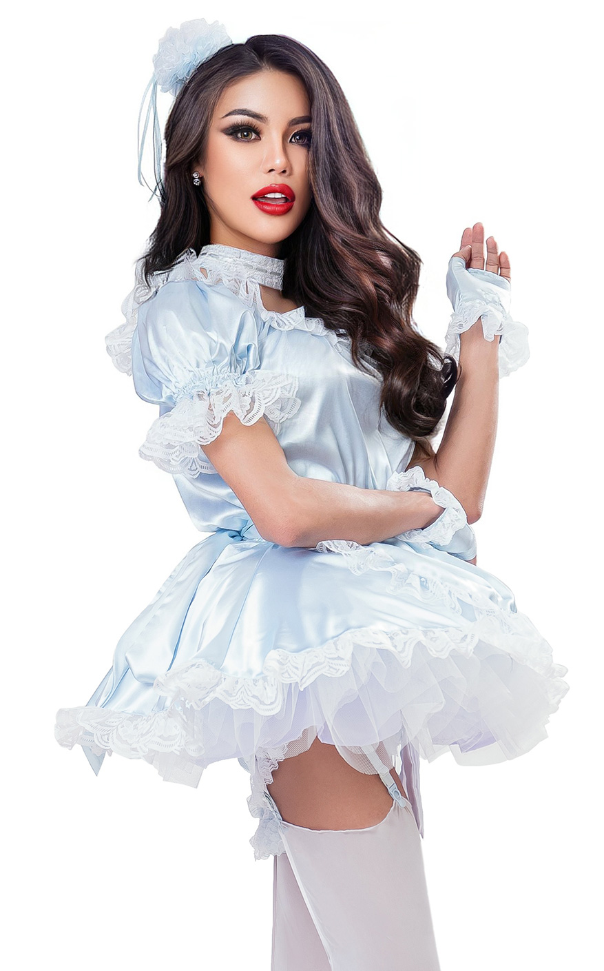 baby blue satin french maid 4